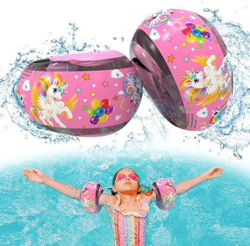 Schwimmflügel mit Einhor für Kleinkinder 1-6 Jahre - Schwimmhilfe mit sicherem PE-Schaumkern, Ergonomisches Design, für Kinder von 6 bis 18 kg, leicht tragbar und bequem für den Spielspaß im Wasser
