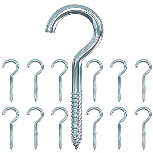 GESDYO 12Pcs 3.2 inches Screw-in Hook Self-Tapping Screw Hooks Open Eye Hooks Heavy-Duty Screw,Suitable for Home, Office, and Outdoor use, Lighting Hook Bracket