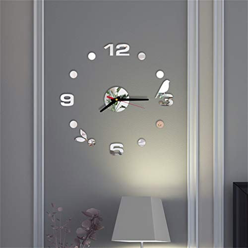 Reloj de cocina para pared, adhesivo romano inusual, números de reloj, calcomanías acrílicas, murales para el hogar, reloj de pared 3D, alarma de luz (plata, talla única)