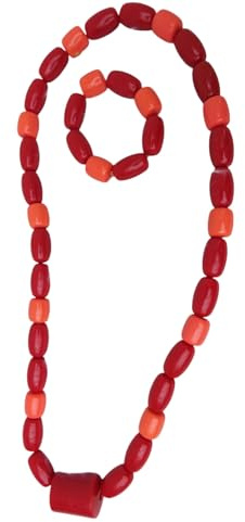 PrestigeApplause Ensemble collier et bracelet traditionnels africains Edo Igbo en perles de corail rouge mélangés pour homme