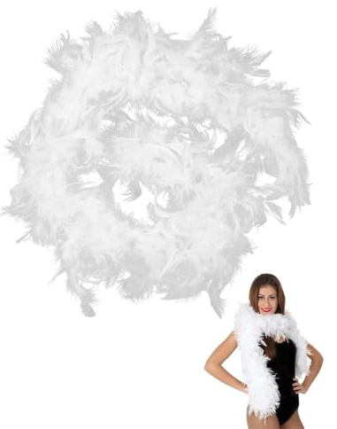 OIXYEY Boas, Federboa Einfarbig Set, Flauschige Federboa, 2M Federschal, Geeignet Für Tanz Hochzeit Weihnachten Halloween Karneval Dress Up Zubehör (Weiß, 1 Stück)