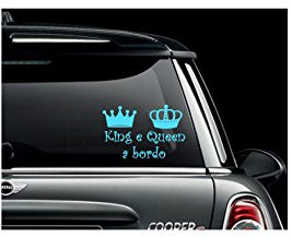 AWS Aufkleber King und Queen an Bordüre aus Vinyl in 7 Farben (hellblau)