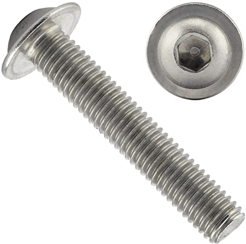 OPIOL QUALITY® Linsenkopfschrauben mit Flansch und Innensechskant ISO 7380 M6x12 mm aus Edelstahl A2 V2A (50 Stück) Flachkopfschrauben Vollgewinde Flanschschraube Rostfreier Edelstahl