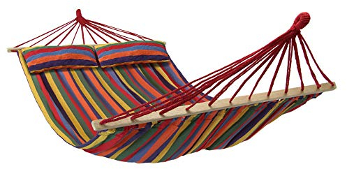 BB Sport Stabhängematte 240 x 150cm Hängematte inkl. 2 Kissen max. 300 kg 2 Personen Doppelhängematte Outdoor, Farbe:Jamaica