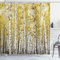 ABAKUHAUS Herbst Duschvorhang, Wald Golden Leaves, Stoffliches Gewebe Badezimmerdekorationsset mit Haken, 175 x 180 cm, Gelb und Grau