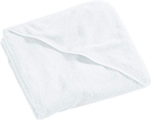 Erwin Müller Kinder-Kapuzenbadetuch, Kapuzenhandtuch Uni Frottier weiß Größe 140x140 cm - weich, flauschig, saugstark, 100% Baumwolle (weitere Farben, Größen)