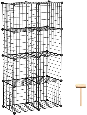 C&HOGAR Almacenamiento de Cubos de Alambre, Organizador de 8 Cubos de Metal C Rejillas de Almacenamiento, Oficina, 24.8 Pulgadas de Largo x 12.4 Pulgadas de Ancho x 48.4 Pulgadas de Alto, Color Negro