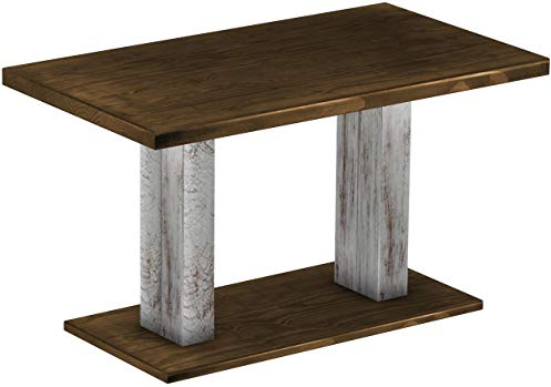 B.R.A.S.I.L.-Möbel Brasilmöbel Säulentisch Rio UNO 140x80 cm Shabby Platte Eiche Tisch Esstisch Pinie Massivholz Esszimmertisch Holz Küchentisch Echtholz Größe und Farbe wählbar