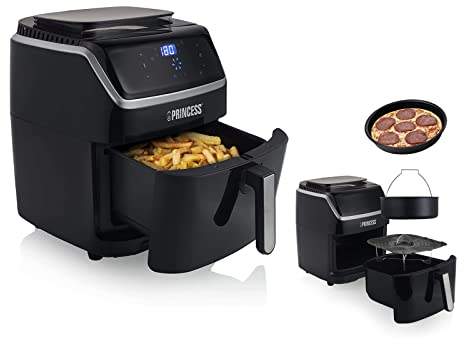 Dampf Fritteuse - Vaporera 2 en 1 y freidora de aire caliente con molde para pan y sartén para pizza, 8 programas, 6,5 l, 1700 W