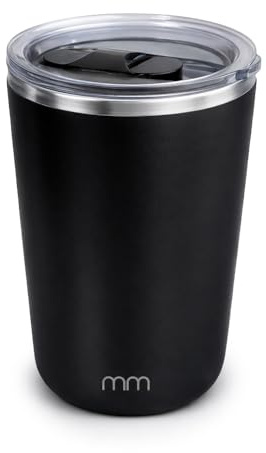 mikamax Selbstmischender Becher - 350 ml Edelstahl, USB-C-aufladbar | Magnetisches Rühren per Knopfdruck mit 120-Sekunden-Auto-Stopp, Doppelwand-Design und IPX6-Schutz.