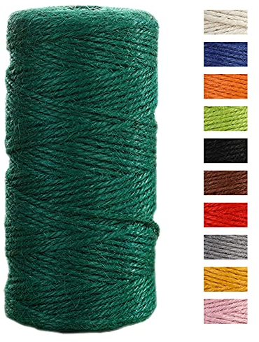 JeogYong Spago Juta Corda di Juta 2mm x 100m, Colore Naturale 3 Strati Spago da Giardino, Corda di Iuta Spessa per Decorazioni Floreali, Fai Da Te, per Confezionare Regali (Verde Scuro)