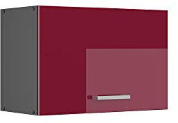Vicco Hängeschrank R-Line, hängender Küchenschrank, Bordeaux Hochglanz/Anthrazit, 60 cm Flach