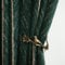Amidoudou 1 Pair Luxury Retro Green Fish Bone Curtains Room Darkening for Living Room Bedroom (Green and Gold, 2 Panels 66 x 90 Inch)