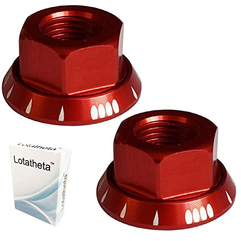 Lotatheta Red 2 x M10 Bike Wheel Hub Axle Nuts 7075 Aluminum Bicycle Chromed Skewer Bolt Screw Nut Road MTB Replacement