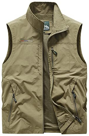Oralidera Herren Outdoor-Weste Leichte Funktionale Arbeitsweste mit Vielen Taschen Anglerweste Jagd Wandern ärmellose Jacke Camping Fotografie Weste