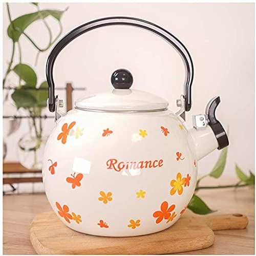 ZHANGZONG Bouilloire INOX Théière en Fonte Bouilloire sifflante Bouilloire Vintage Théières Traditionnelles en émail rétro 2L/théière Bouilloire/Bouilloire sifflante en métal. Universel pour