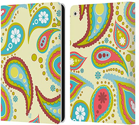 Head Case Designs Crema Dibujos de Cachemira Carcasa de Cuero Tipo Libro Compatible con Apple iPad Air 2 (2014)