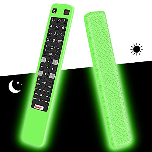 Custodia in Silicone Compatibile con TCL RCA RC802N ARC802N Nuovo Telecomando Sostitutivo Guscio per Thomson 4K UHD smart TV Remote Protettiva Cover Anti-Graffio Cassa Copertura (Verde Fluorescente)