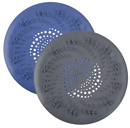 Abflusssieb Silikon 2 Stück Duschsieb mit Haarfänger Duschablauf Abdeckungen mit Saugnapf Kitchen Sink Strainer Dusche Haarfänger Abflusssieb für Küche,Badezimmer,Dusche,Badewanne (Blau&Schwarz)