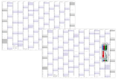 XXXL Wandkalender Special A0 2027 + 2028 nass abwischbar inkl. Stifteset vierfarbig (Format 120 x 80cm) Jahresplaner Wandplaner gerollt mit extra großen Tageskästchen