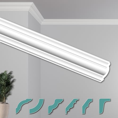 HEXIMO Deckenleisten modern XPS Styropor weiß, 2 Meter Stuckleisten Styroporleisten Zierleisten Stuck Eckleisten (2 Meter Deckenleiste ZG25)