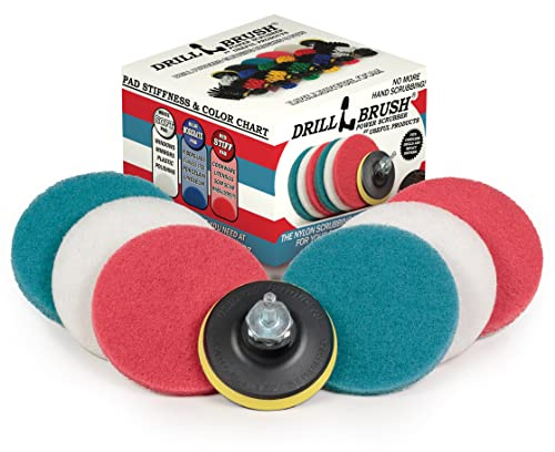 All Purpose Scrub Pads - Six Pack of Cleaning Pads - Bathroom Cleaner - Auto Detailing - Stove Top - Drill Accessories Pads for Deep Clean - Shower Scrubber - Glass Cleaner - Tub Stain Remover