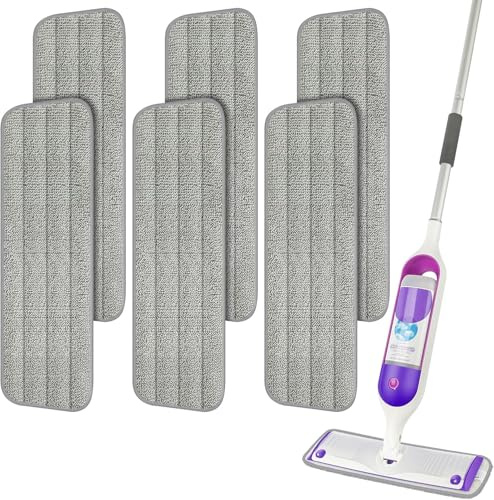 Mop Pads, ILAVCOOL 6 PCS Microfiber Mop Cleaning Pads Replacement Mop Pads Suitable for Wet and Dry Mops and All Spray Mops & Reveal Mops Washable