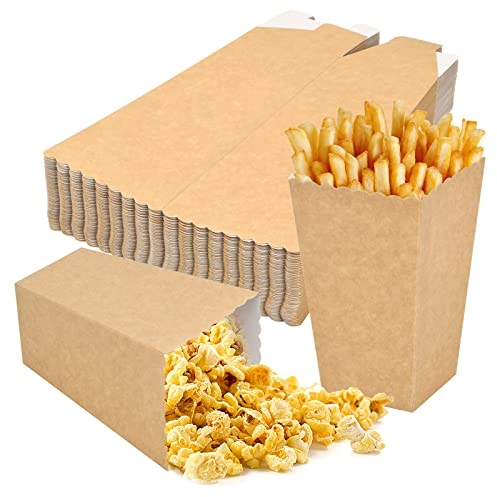50 Piezas Cartones de Palomitas, Pequeñas Bolsas Palomitas, Papel Kraft Cartón Caramelo Contenedor, Cajas de Palomitas de Maíz para Carnaval Boda Noches de Cine Cumpleaños Fiesta (L)