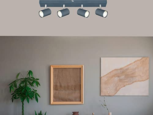 Trango 4-flg. 1018A Deckenleuchte inkl. 4x 3-Stufen dimmbar 4.8 Watt GU10 3000K warmweiß LED-Leuchtmittel Anthrazit-Optik *SIA* Flurleuchte, Küchenleuchte, Deckenlampe Spots verstellbar & schwenkbar