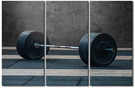 Langhantel-Wandkunst, Leinwand, Fitnessgeräte, Bilder, Sport, Fitness, Wandgemälde für Schlafzimmer, Wandkunst für Wohnzimmer, zeitgenössische, moderne Heimdekoration, Büro, Poster, gerahmte Wandkunst