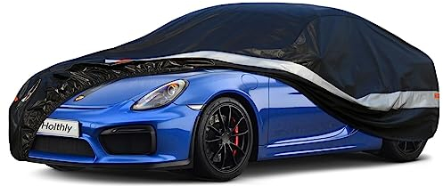 Holthly Bâche Voiture Extérieur à 10 Couches, Housse Protection Voiture 100% Étanche Anti UV Soleil, Bâche pour Coupe Peugeot RCZ 308CC, BMW Z4,Porsche Boxster 718 Cayman, etc. C5 Noir