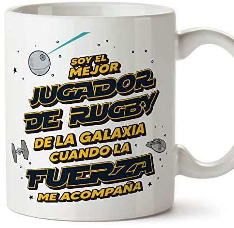 MUGFFINS Tazas para JUGADOR DE RUGBY hombre - En Español - Mejor de la Galaxia Cuando Fuerza me Acompaña - 11 oz / 330 ml - Regalo original y divertido