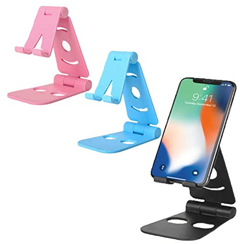LMOGWL 3 pièces Support de téléphone Portable Pliable, Angle réglable Support de téléphone Portable de Bureau pour Apple/Samsung/et Autres Smartphones Support Universel (4-9,7 Pouces)