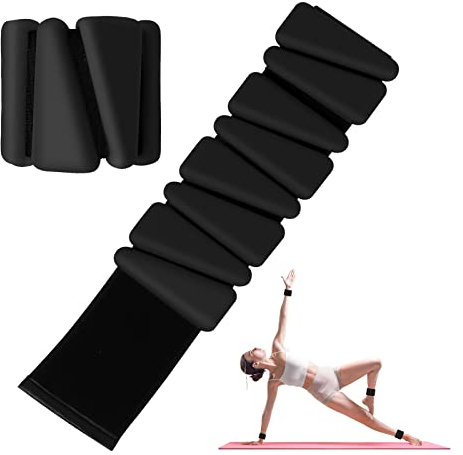 MXiiXM Handgelenkgewichte 2er Set, Verstellbare Silikon-Workout-Gewichte für Damen und Herren, Tragbare Knöchel-/Handgelenkgewichte Geeignet für Yoga, Tanz, Poolübungen und Joggen, 0.9 kg (Schwarz)