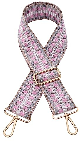 JEN & CO. Bohemian Gitarrengurt (STPBO), Grau / Rosa, Einheitsgröße