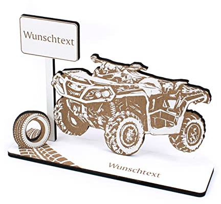 Geldgeschenk Quad mit Reifen - inkl. Wunschtext - Schild für Geld Gutschein Gutscheingeschenk Quadfahrer - 20 x 14 cm