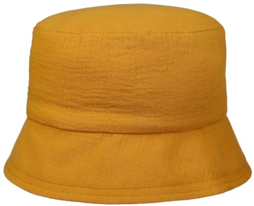 Gebeana Musselin GOTS Bucket Stoffhut Fischerhut Baumwollhut Sommerhut Sonnenhut Gartenhut Strandhut Damen - mit Futter Sommer Frühling-Sommer