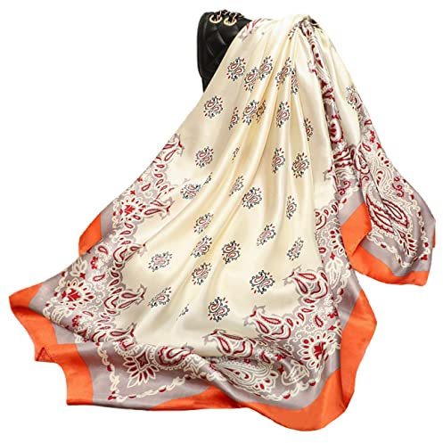 FAIRYGATE Damenschal Seidenschal Damen Bunt Quadratische Halstücher Schals Imitierter Seidenschal für Damen DA2509