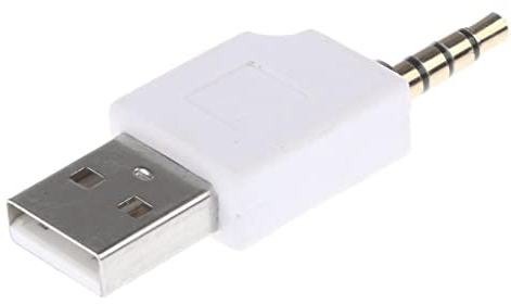 Tiuimk USB auf 3,5 mm Adapter P35 – Weiß, kompatibel mit iPod Shuffle 1. 2. Generation – tragbares Design, Aufladen über USB, einfacher Anschluss