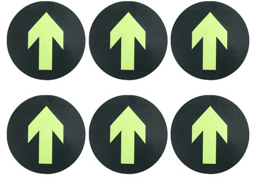 PATIKIL Lumineux Flèche Signe Autocollant, 6 Paquet Rond Directionnel Adhésif Amovible Sol Autocollant pour Sol Mur Marquage, Vert