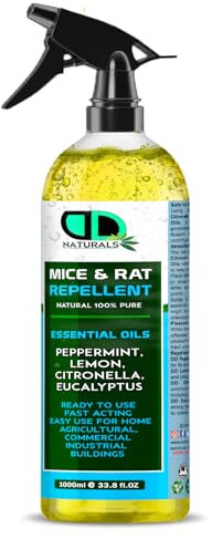 MICE & Rat Insect Repellent with Peppermint, Lemon, Eucalyptus & Citronella Essential Oil - Body Oil Deet Free (1000ml Spray)