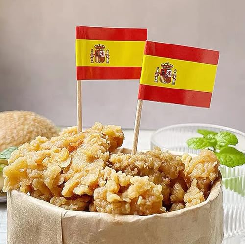 100 Palillos de Cóctel Bambú con Decoraciones, Palillos de Frutas para Tartas Suministros para Bodas, Pinchos de Cóctel, Pinchos Bonitos (Spanien)
