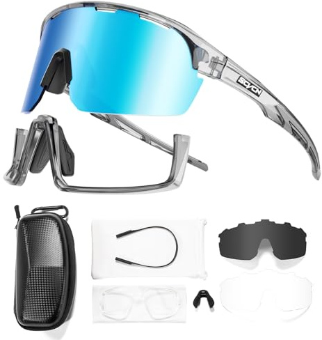 SCVCN Fahrradbrille Sonnenbrille Polarisiert MTB Brille Radbrille Sportbrille Rennrad Radsport Laufen Fahrerbrille Baseball Angeln Herren Damen S144