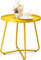 danpinera Petite table d'appoint d'extérieur en acier résistant aux intempéries pour patio, cour, balcon, jardin, table d'appoint ronde en métal pour terrasse, cour, balcon, chevet de jardin, jaune