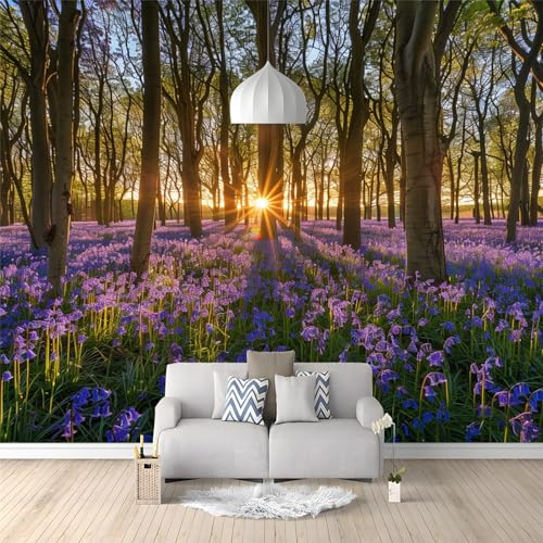 3D Effekt Dschungellandschaft Salbei Sonnenuntergang Wandtapete - Fototapete für Wohnzimmer und Kinderzimmer | Wanddeko Tapete | 400 (B) x 280 (H) cm
