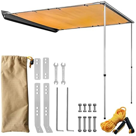 Fahrzeug-Markise, Dachträger, Ausziehbarer Sonnenschutz, Abdeckung PU4000 MM, UV50+, Einziehbare, Wetterfeste Auto-Seitenmarkise for SUV-Camping mit Wasserdichter Aufbewahrung ( Size : 160*250cm/5.2*8