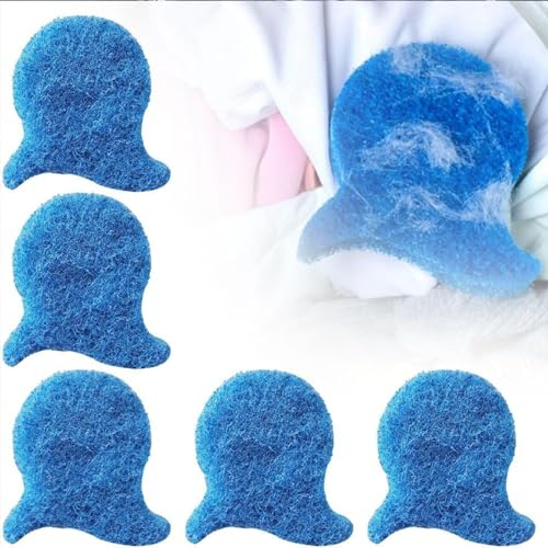 5 Pièces Attrape Poils Machine à Laver, Épilateur pour Poils d'animaux Réutilisable, Anti Poils Machine A Laver pour Nettoyer Poils d'animaux (Bleu)