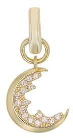 Amor Charm 925 Sterling Silber Damen Charms, mit Zirkonia synth., 2 cm, Apricot, Mond, Kommt in Schmuck Geschenk Box, 2038482