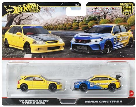 Hot Wheels Premium Car Culture Pack con dos vehículos a escala 1:64, parejas únicas, neumáticos Real Riders, chasis Metal/Metal, juguete para coleccionistas, JBL00