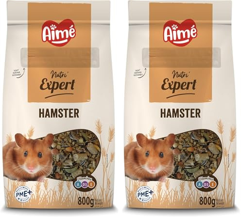Aimé | Nutri'Expert | Nourriture pour Hamster et Gerbille | Mélange Premium Varié | A Base de vitamines A, D3, E | Fabriqué en France | 800g (Lot de 2)